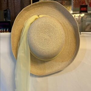 Talbots Tan Hat with Yellow Accent